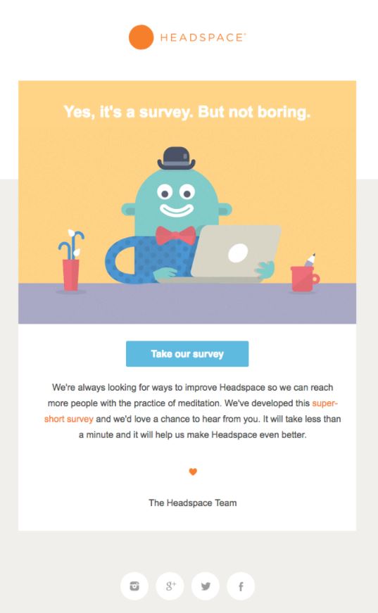 Behavioral Emails - Survey Email Example - Headspace