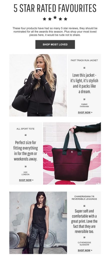 Behavioral Emails - Social Proof Email Example - Sweatybetty