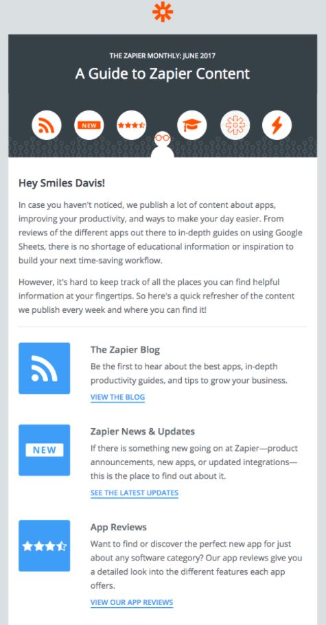 Behavioral Emails - Customer Retention Email Example - Zapier