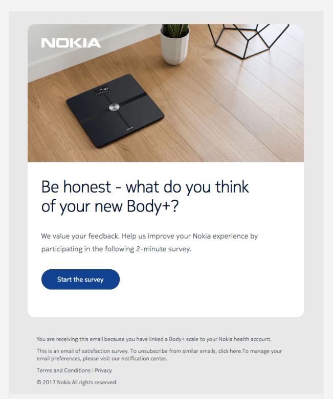 Behavioral Emails - Survey Email Example - Nokia