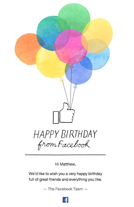 Promotional Emails - Birthday Email Example - Facebook