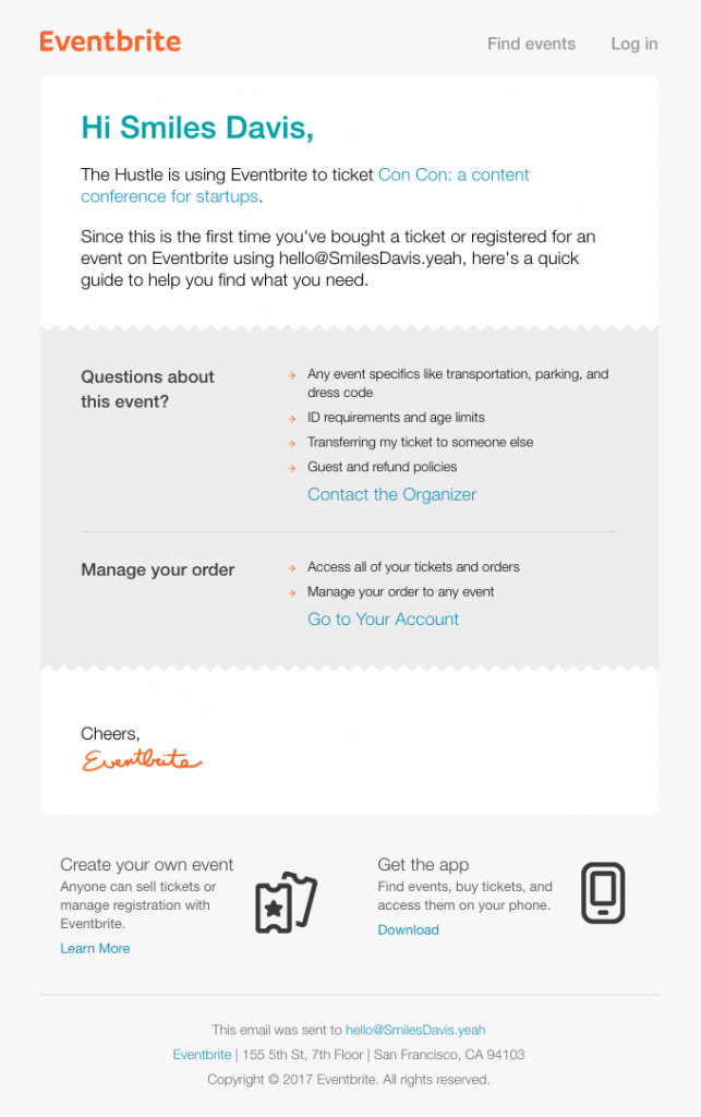 Promotional Emails - Event Email Example - Eventbrite