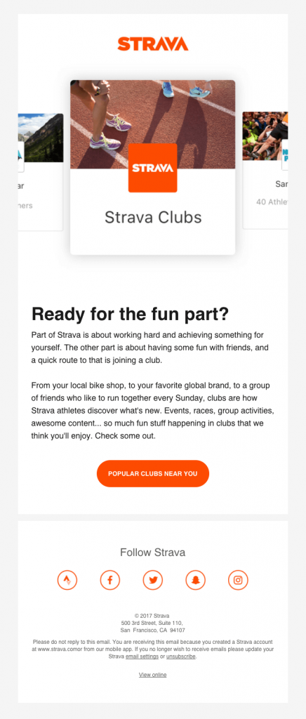 Promotional Emails - Clickbait Email Example - Strava