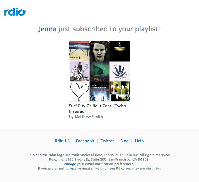 Promotional Emails - Informational Email Example - Rdio
