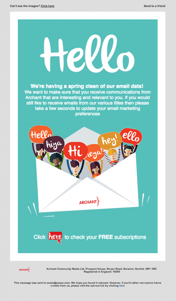 Transactional Emails - Opt-In Email Example - Archant