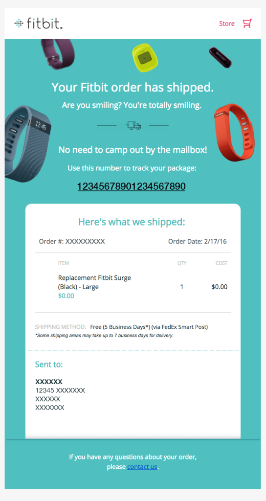 Transactional Emails - Shipping Confirmation Email Example - Fitbit