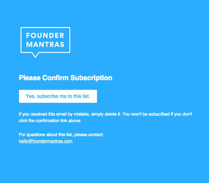 Transactional Emails - Subscription Email Example - Founder Mantras