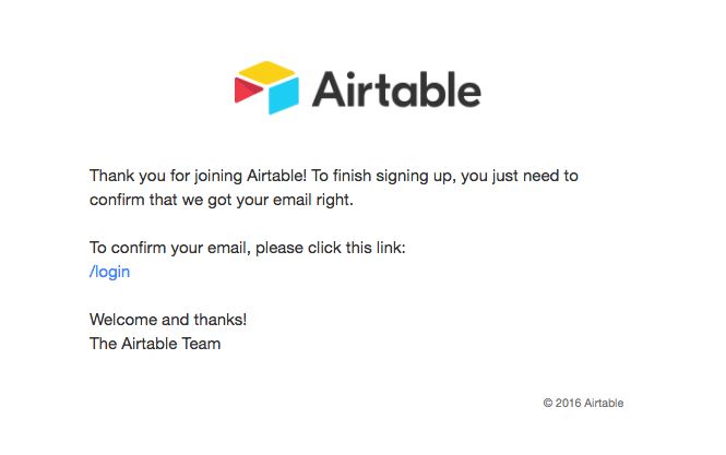 Transactional Emails - Subscription Email Example - Airtable
