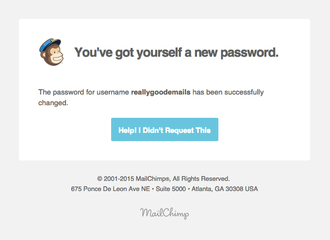 Transactional Emails - Username & Password Reset Email Example - Mailchimp