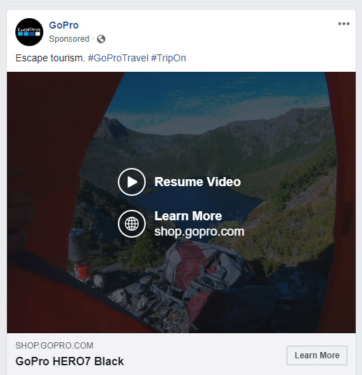 Facebook Video Ad Example Image GoPro - How to Create a Facebook Ad Campaign