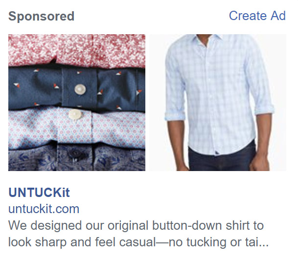 UntuckIt Right Column Facebook Ad - Apparel Company Facebook Ad Example