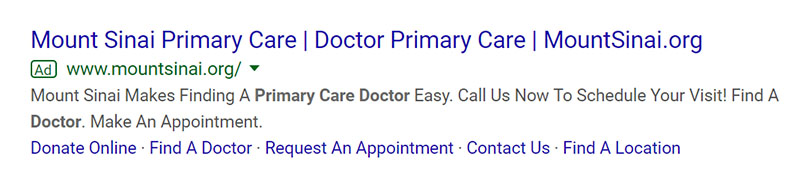 Primary Care Doctor Medical Google Ad Example - Chainlink Relationship Marketing