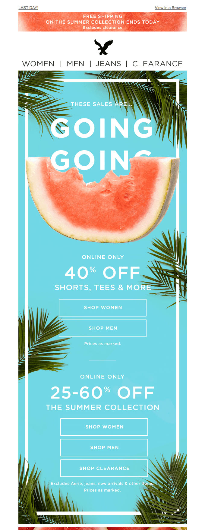 Promotional Emails - Sales Email Example - American Eagle