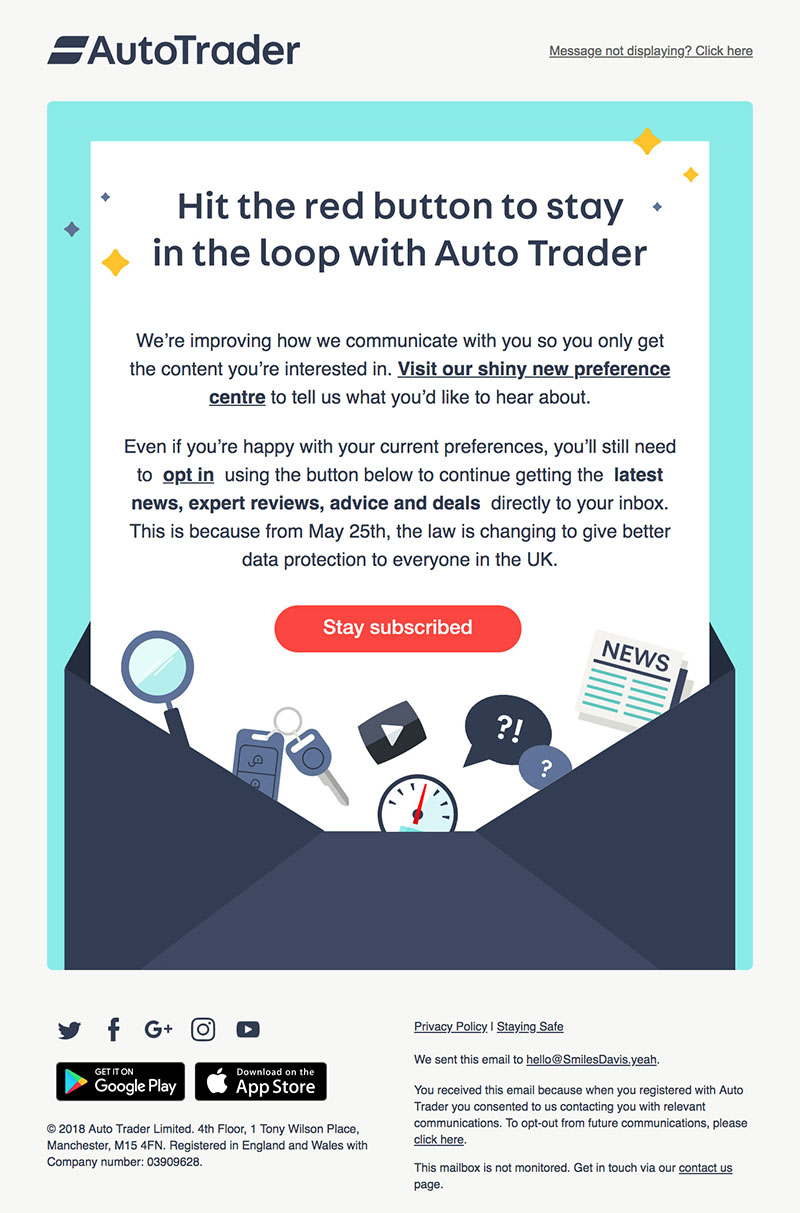 Transactional Emails - Opt-In Email Example - Autotrader