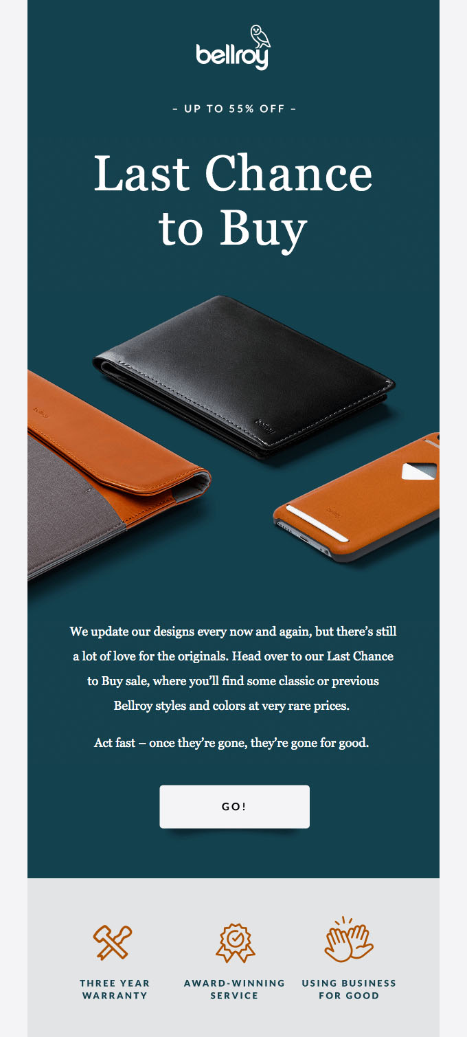 Promotional Emails - Sales Email Example - Bellroy