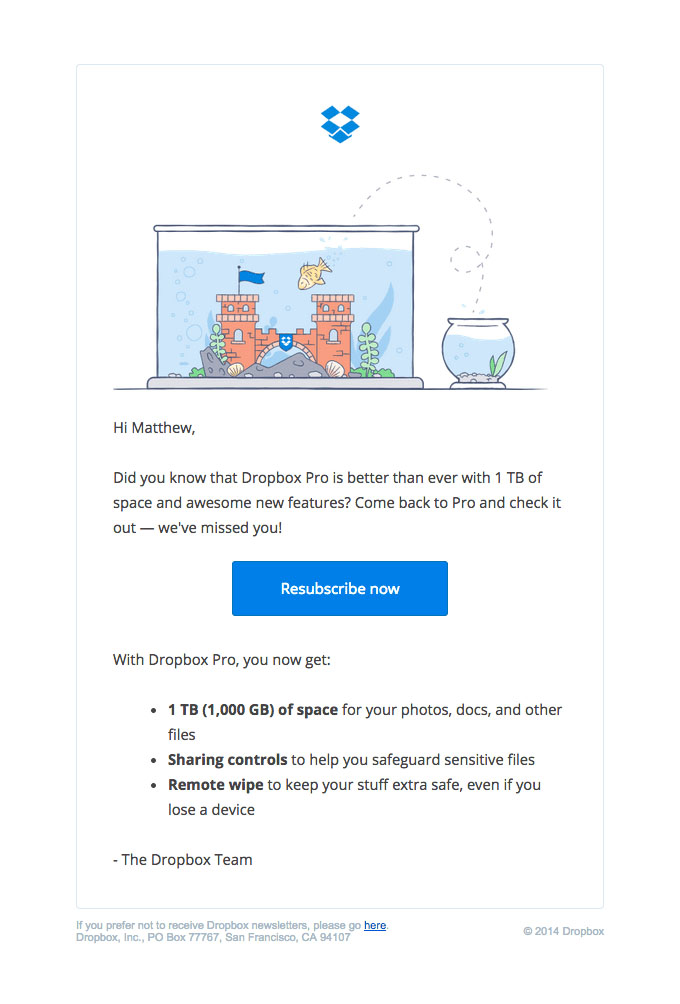 Behavioral Emails - Customer Retention Email Example - Dropbox