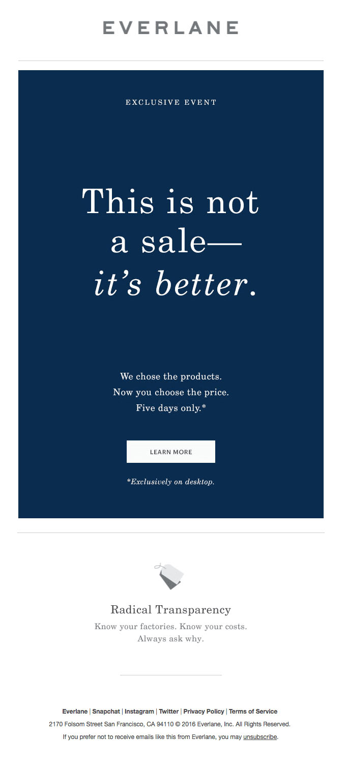 Promotional Emails - Sales Email Example - Everlane