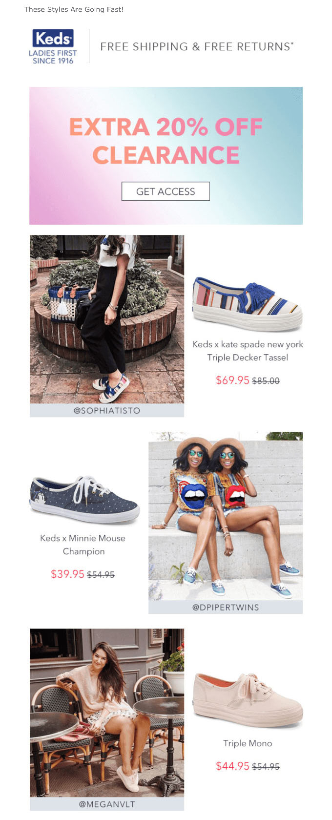 Behavioral Emails - Social Proof Email Example - Keds