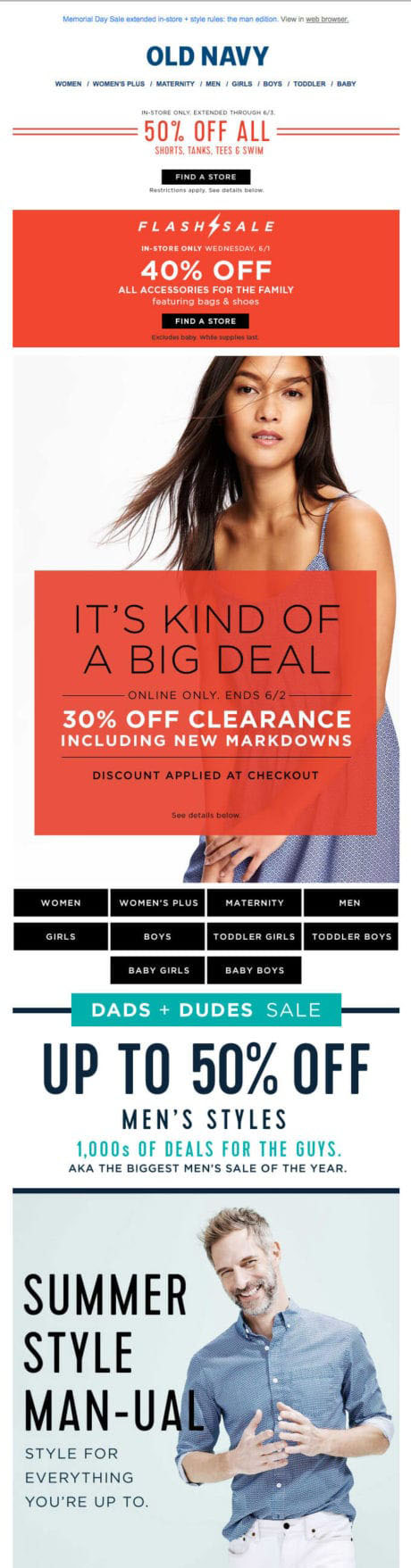 Promotional Emails - Special Offer Email Example - Old Navy