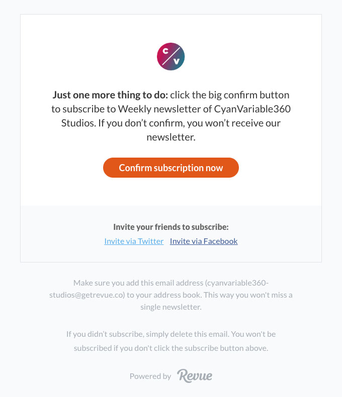 Subscriber Emails - Sign Up Confirmation Email Example - Revue