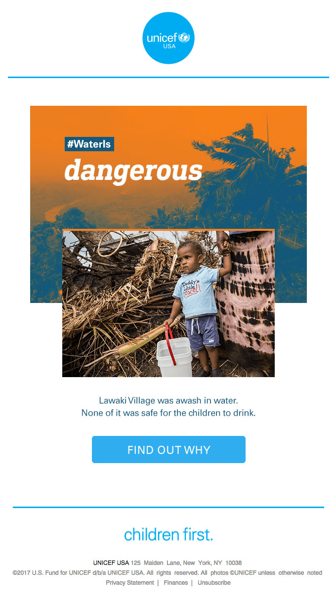 Behavioral Emails - Social Community Activism Email Example - Unicef
