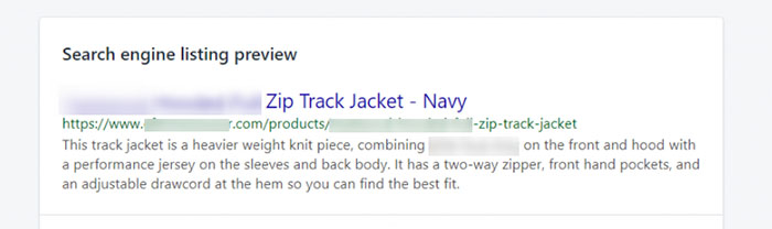 Shopify Search Engine Listing Preview Description Example 2 - Chainlink Marketing