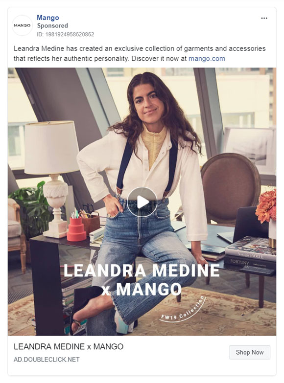 Apparel Company Facebook Ad Example - Mango